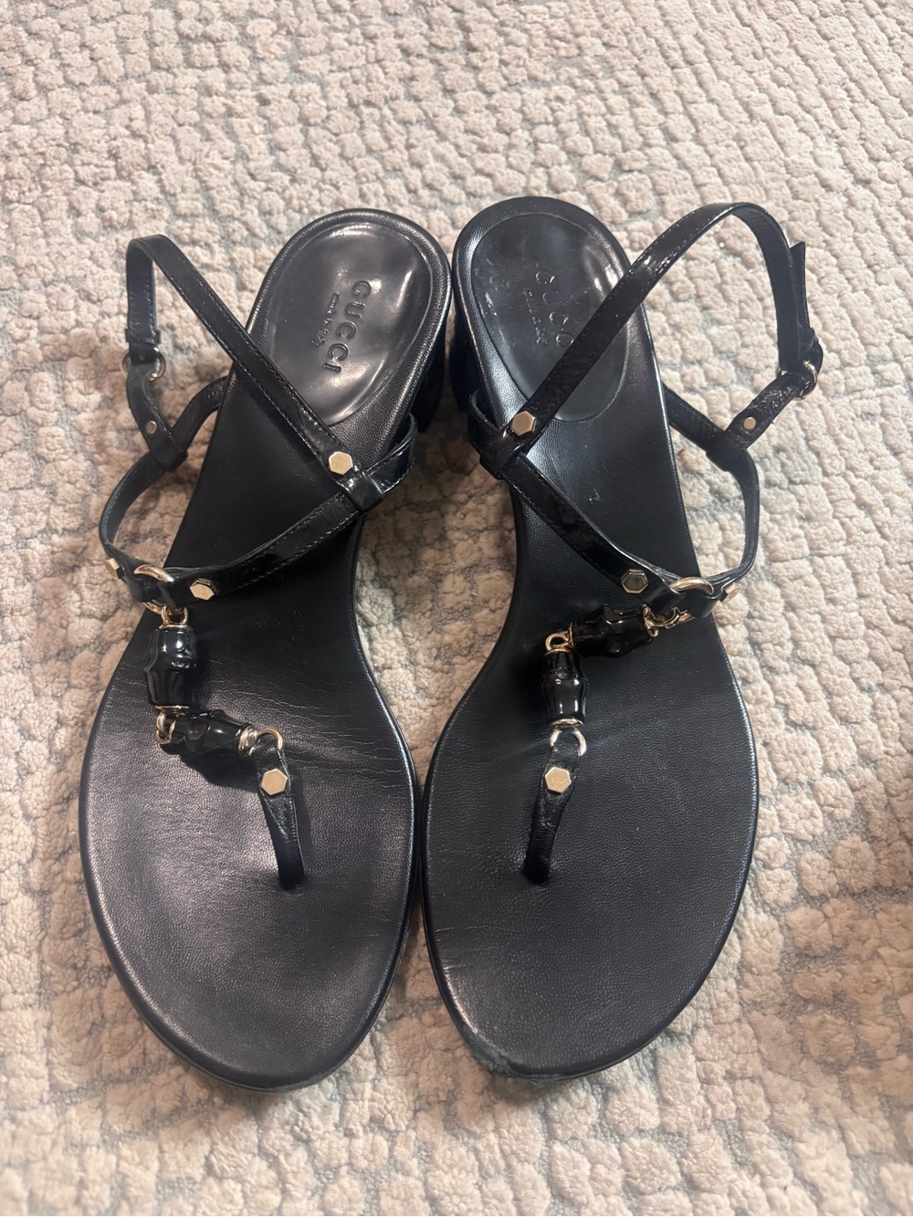 Gucci Black Leather Womens sandal size 7B